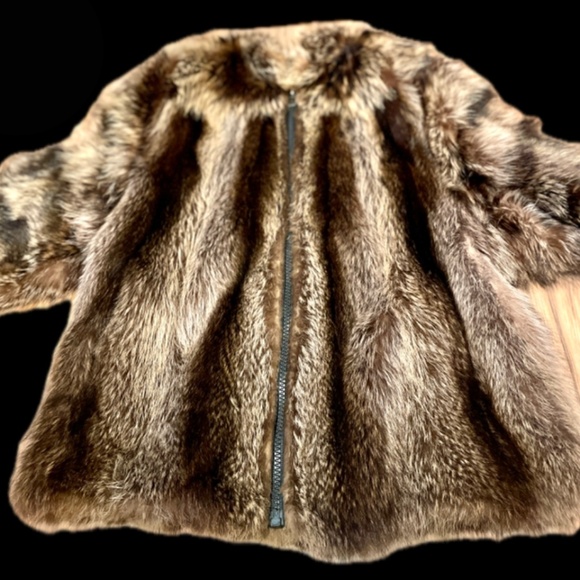 Custom 100% Real Fur vintage Coat waist length jacket - Picture 11 of 13